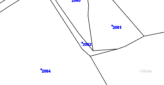 Parcela st. 2062 v KÚ Jílové u Držkova, Katastrální mapa