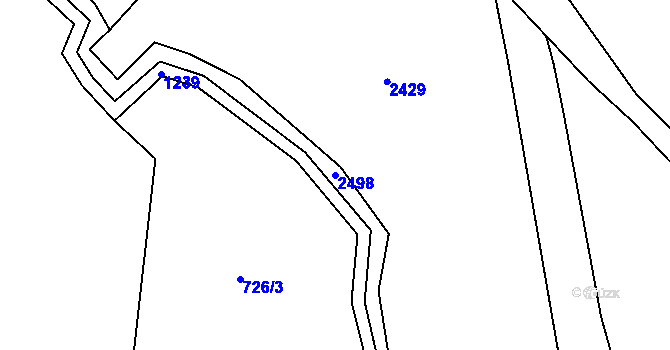 Parcela st. 2498 v KÚ Jílové u Držkova, Katastrální mapa