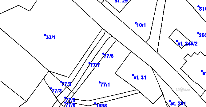 Parcela st. 77/6 v KÚ Jílové u Držkova, Katastrální mapa