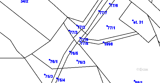 Parcela st. 77/8 v KÚ Jílové u Držkova, Katastrální mapa