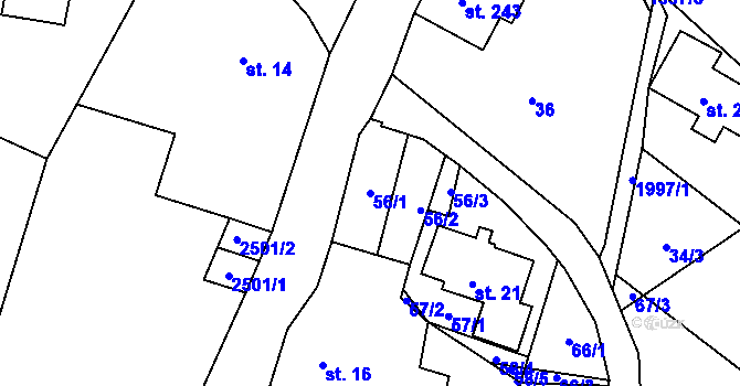 Parcela st. 56/1 v KÚ Jílové u Držkova, Katastrální mapa