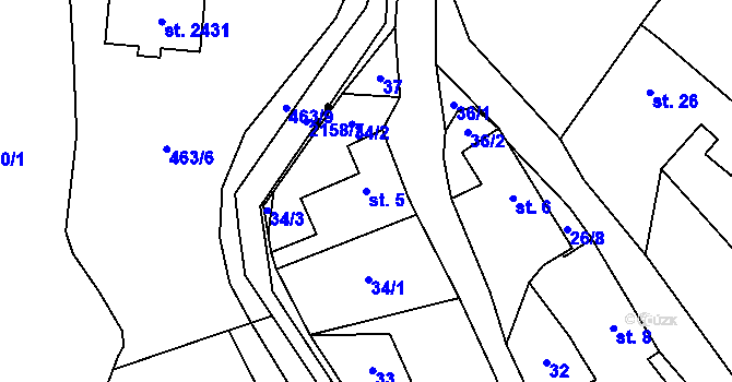 Parcela st. 5 v KÚ Borek nad Sázavou, Katastrální mapa