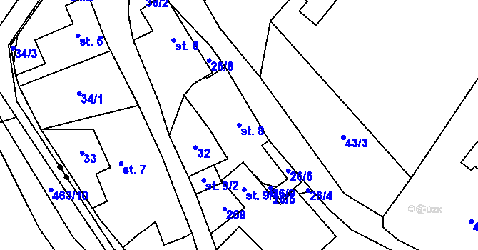 Parcela st. 8 v KÚ Borek nad Sázavou, Katastrální mapa