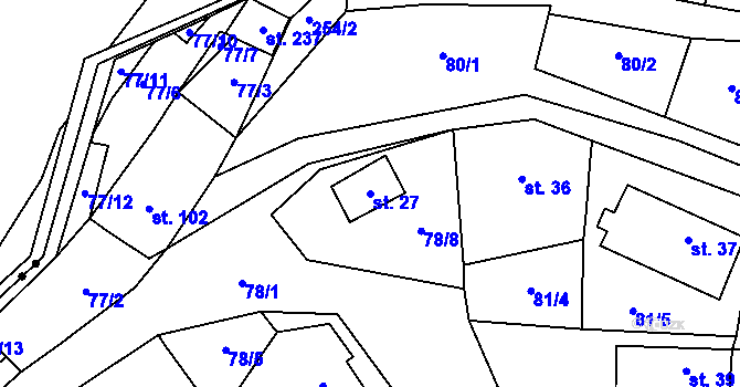 Parcela st. 27 v KÚ Borek nad Sázavou, Katastrální mapa
