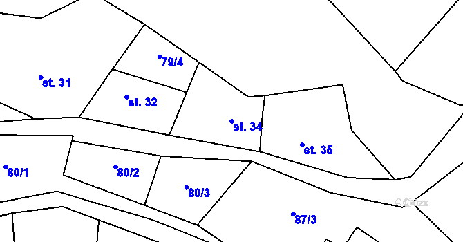Parcela st. 34 v KÚ Borek nad Sázavou, Katastrální mapa