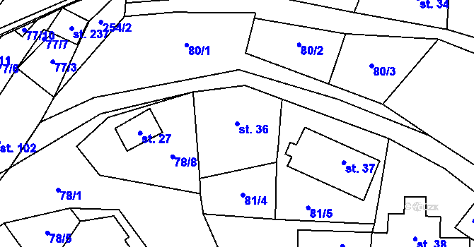 Parcela st. 36 v KÚ Borek nad Sázavou, Katastrální mapa