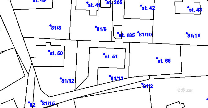 Parcela st. 51 v KÚ Borek nad Sázavou, Katastrální mapa