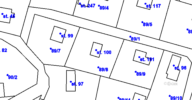 Parcela st. 100 v KÚ Borek nad Sázavou, Katastrální mapa