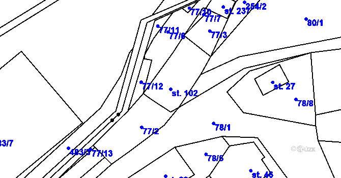 Parcela st. 102 v KÚ Borek nad Sázavou, Katastrální mapa