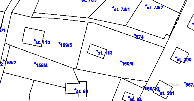 Parcela st. 113 v KÚ Borek nad Sázavou, Katastrální mapa