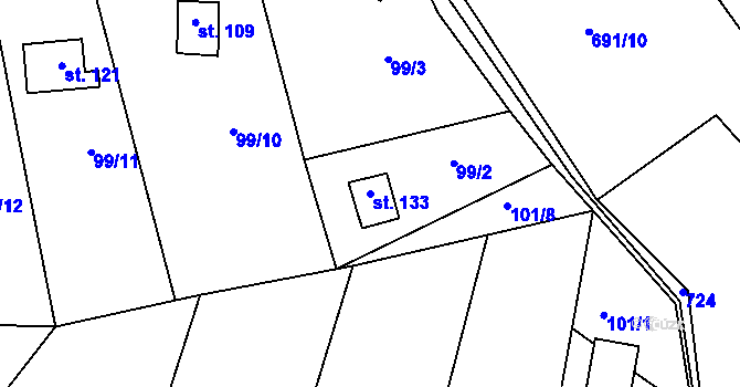 Parcela st. 133 v KÚ Borek nad Sázavou, Katastrální mapa