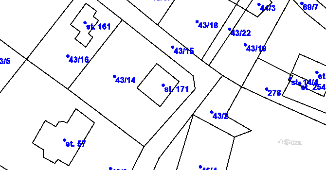 Parcela st. 171 v KÚ Borek nad Sázavou, Katastrální mapa