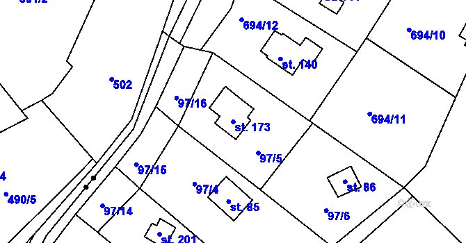 Parcela st. 173 v KÚ Borek nad Sázavou, Katastrální mapa