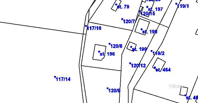 Parcela st. 196 v KÚ Borek nad Sázavou, Katastrální mapa