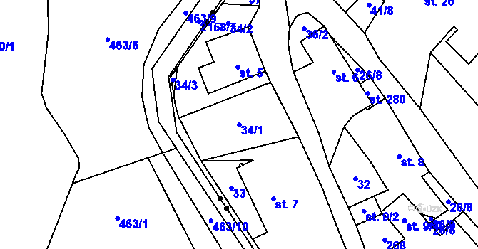 Parcela st. 34/1 v KÚ Borek nad Sázavou, Katastrální mapa