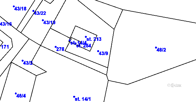 Parcela st. 43/9 v KÚ Borek nad Sázavou, Katastrální mapa