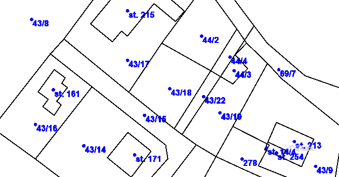 Parcela st. 43/18 v KÚ Borek nad Sázavou, Katastrální mapa