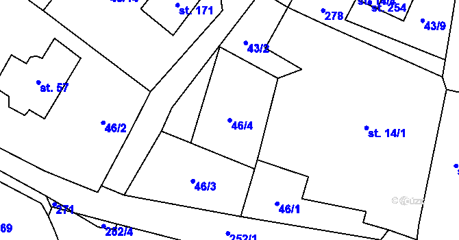 Parcela st. 46/4 v KÚ Borek nad Sázavou, Katastrální mapa