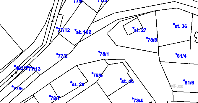 Parcela st. 78/1 v KÚ Borek nad Sázavou, Katastrální mapa