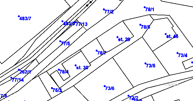 Parcela st. 78/7 v KÚ Borek nad Sázavou, Katastrální mapa