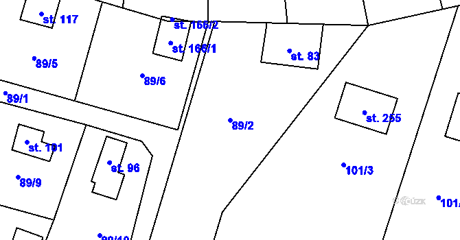 Parcela st. 89/2 v KÚ Borek nad Sázavou, Katastrální mapa