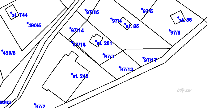 Parcela st. 97/3 v KÚ Borek nad Sázavou, Katastrální mapa