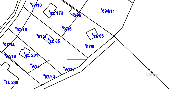 Parcela st. 97/6 v KÚ Borek nad Sázavou, Katastrální mapa