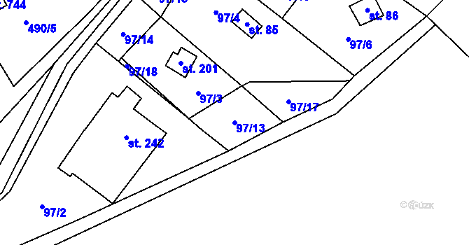 Parcela st. 97/13 v KÚ Borek nad Sázavou, Katastrální mapa