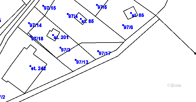 Parcela st. 97/17 v KÚ Borek nad Sázavou, Katastrální mapa