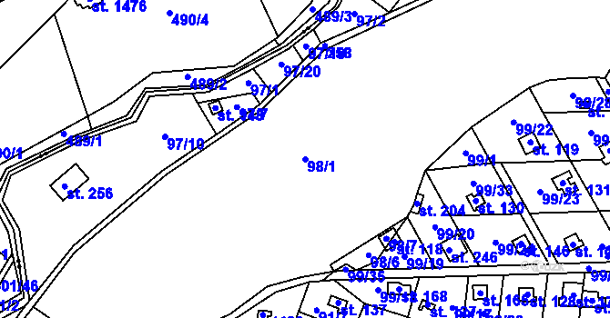 Parcela st. 98/1 v KÚ Borek nad Sázavou, Katastrální mapa