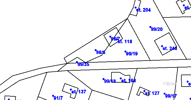 Parcela st. 98/6 v KÚ Borek nad Sázavou, Katastrální mapa