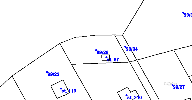 Parcela st. 99/28 v KÚ Borek nad Sázavou, Katastrální mapa