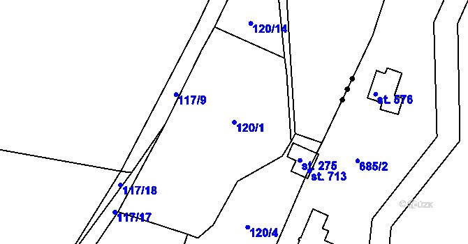 Parcela st. 120/1 v KÚ Borek nad Sázavou, Katastrální mapa