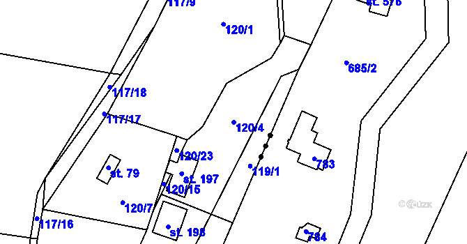 Parcela st. 120/4 v KÚ Borek nad Sázavou, Katastrální mapa
