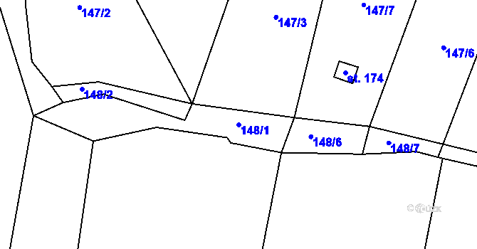 Parcela st. 148/1 v KÚ Borek nad Sázavou, Katastrální mapa