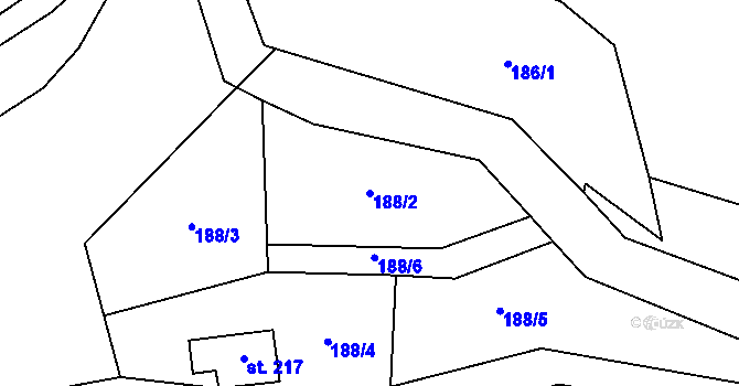 Parcela st. 188/2 v KÚ Borek nad Sázavou, Katastrální mapa