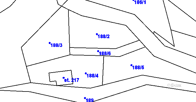 Parcela st. 188/6 v KÚ Borek nad Sázavou, Katastrální mapa