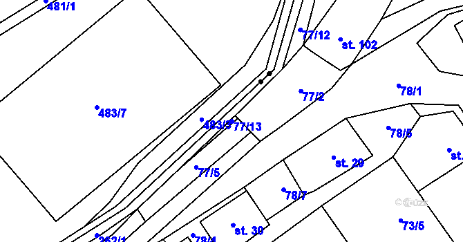 Parcela st. 77/13 v KÚ Borek nad Sázavou, Katastrální mapa