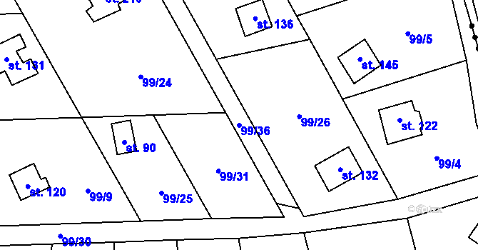 Parcela st. 99/36 v KÚ Borek nad Sázavou, Katastrální mapa