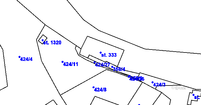 Parcela st. 333 v KÚ Jílové u Prahy, Katastrální mapa