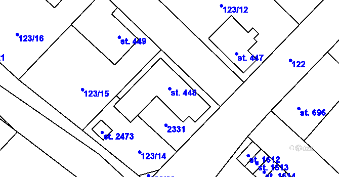 Parcela st. 448 v KÚ Jílové u Prahy, Katastrální mapa