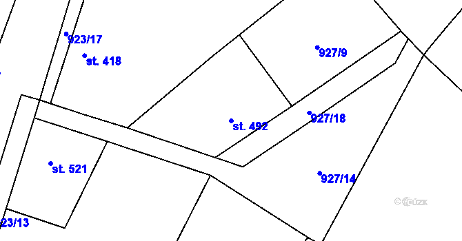 Parcela st. 492 v KÚ Jílové u Prahy, Katastrální mapa