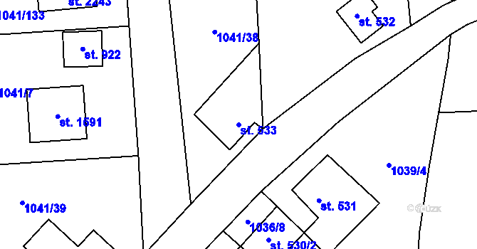 Parcela st. 533 v KÚ Jílové u Prahy, Katastrální mapa