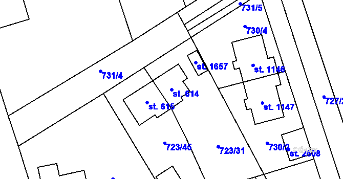 Parcela st. 614 v KÚ Jílové u Prahy, Katastrální mapa