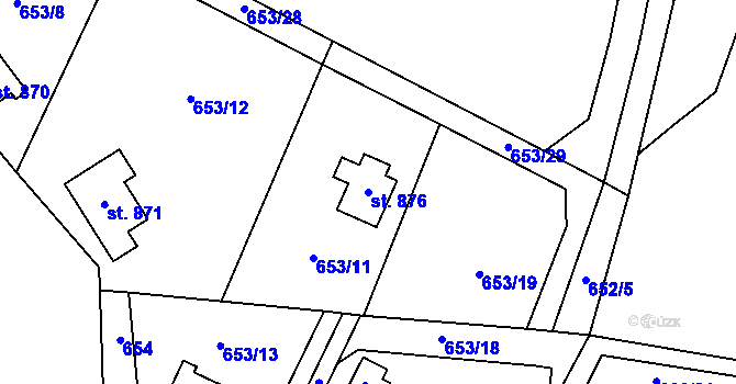Parcela st. 876 v KÚ Jílové u Prahy, Katastrální mapa