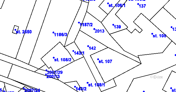 Parcela st. 142 v KÚ Jílové u Prahy, Katastrální mapa