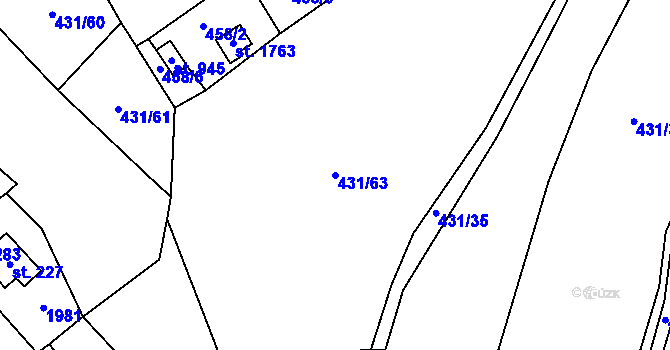 Parcela st. 431/63 v KÚ Jílové u Prahy, Katastrální mapa