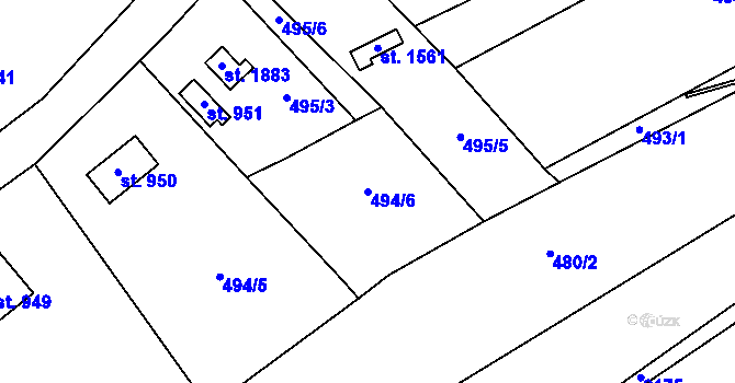 Parcela st. 494/6 v KÚ Jílové u Prahy, Katastrální mapa