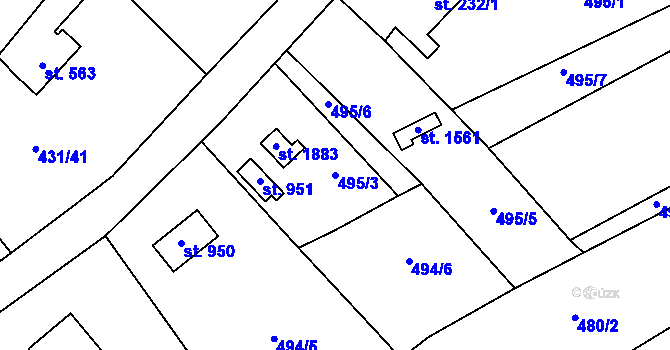 Parcela st. 495/3 v KÚ Jílové u Prahy, Katastrální mapa