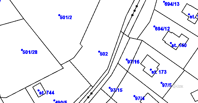 Parcela st. 502 v KÚ Jílové u Prahy, Katastrální mapa